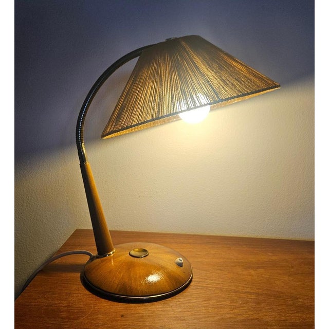 1960s Teak and Sisal Table Lamp from Temde Leuchten, Switzerland, 1960s For Sale - Image 5 of 8
