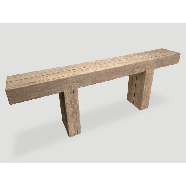 Reclaimed bleached teak log console with an added light white wash finish revealing the beautiful grain in this hundred...