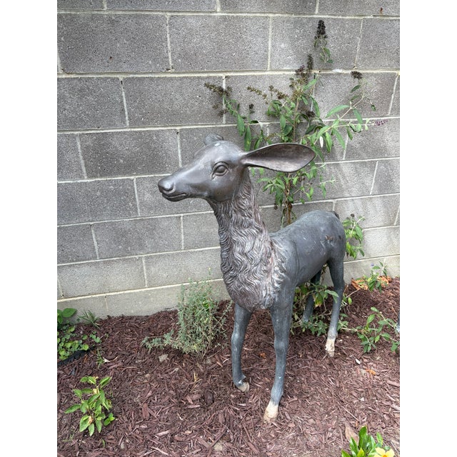 1980s Bronze Stag and Doe Garden Sculptures, Pair For Sale - Image 10 of 10