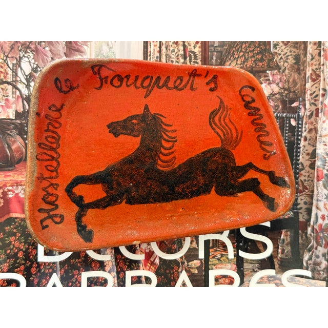 Mid-century 1950s Pottery Dish From The Hotel Le Fouquet in Cannes France. A place where movie stars were feted after the...