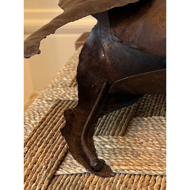 Bronze Vintage Brutalist Metal Winged Pig Garden Sculpture For Sale - Image 8 of 13