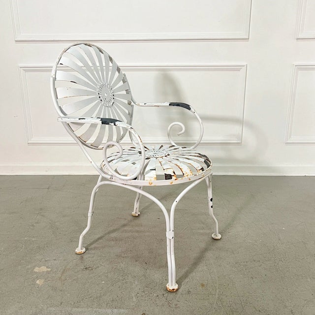 1940's Century Francois Carre "Sunburst" Spring Garden Armchairs - Set of 4 For Sale In Tampa - Image 6 of 11