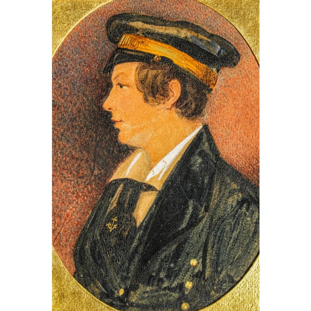 Victorian Interesting 19th Century Austrian Military Antique Portrait Miniature Painting Original Gilt Frame Home Decor For Sale - Image 3 of 11