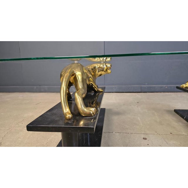 Brass and Marble Jaguar Coffee Table, 1970s For Sale - Image 3 of 12