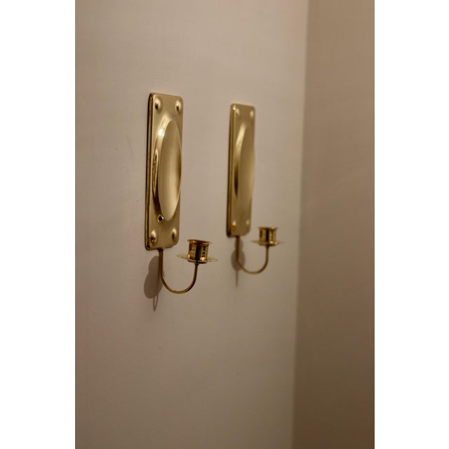 Gold Mid-Century Modern Swedish Rectangular Brass Sconces, Set of 2 For Sale - Image 8 of 10