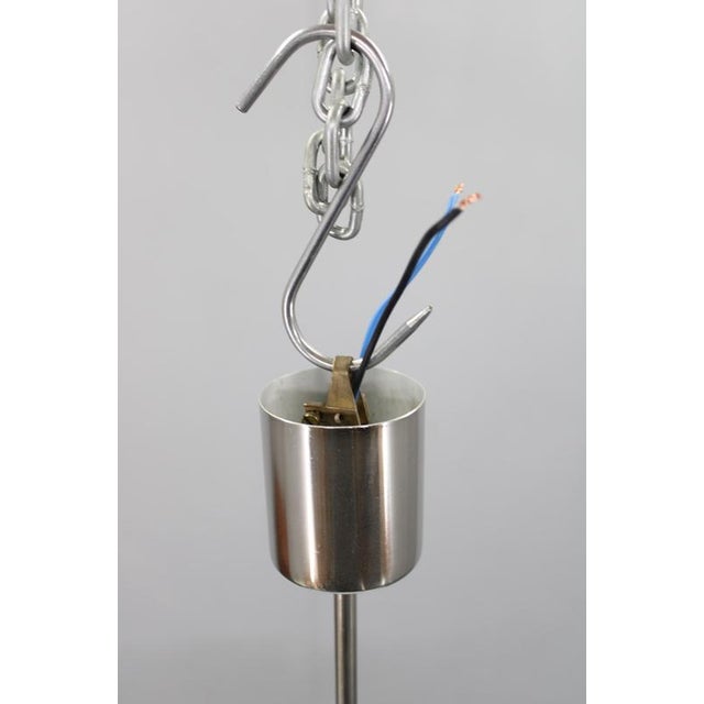 Metal Mid-Century Glass and Chrome Pendant Lamp, Czech, 1960s For Sale - Image 7 of 9