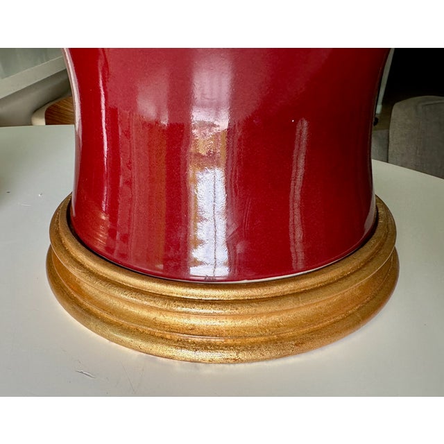 1960s Pair Asian Sang De Boeuf Oxblood Meiping Porcelain Table Lamps For Sale - Image 12 of 18