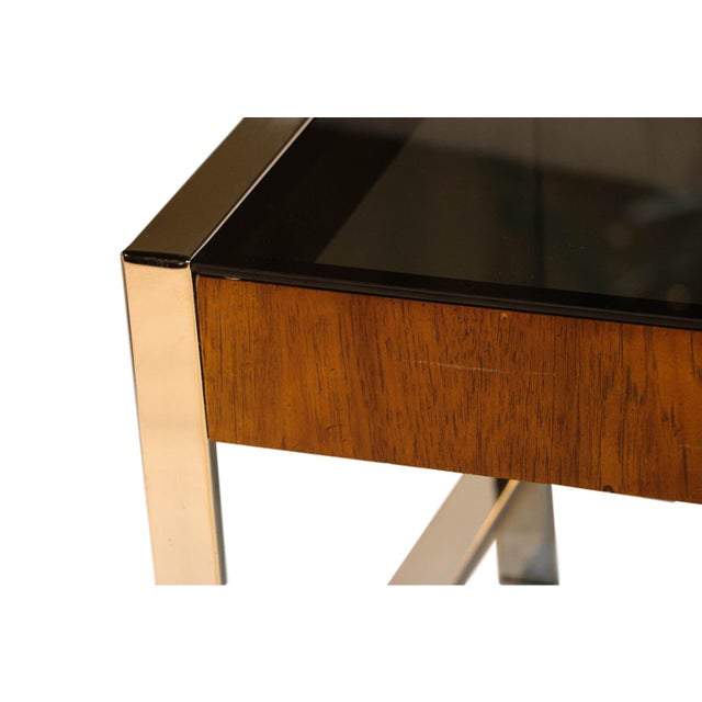 Mid Century Chrome Smoked Glass Side Table Chairish