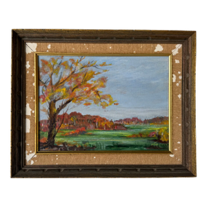 1960’s Vintage Klowery Autumn Landscape Oil on Board – Frame