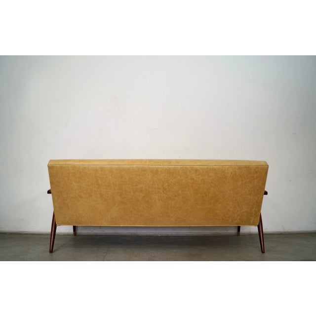 Wood 1950’s Mid-Century Modern Leather Lounge Sofa For Sale - Image 7 of 12