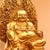 Metal Late 20th Century Gilded Bronze Laughing Buddha Statue on Lotus Throne For Sale - Image 7 of 9