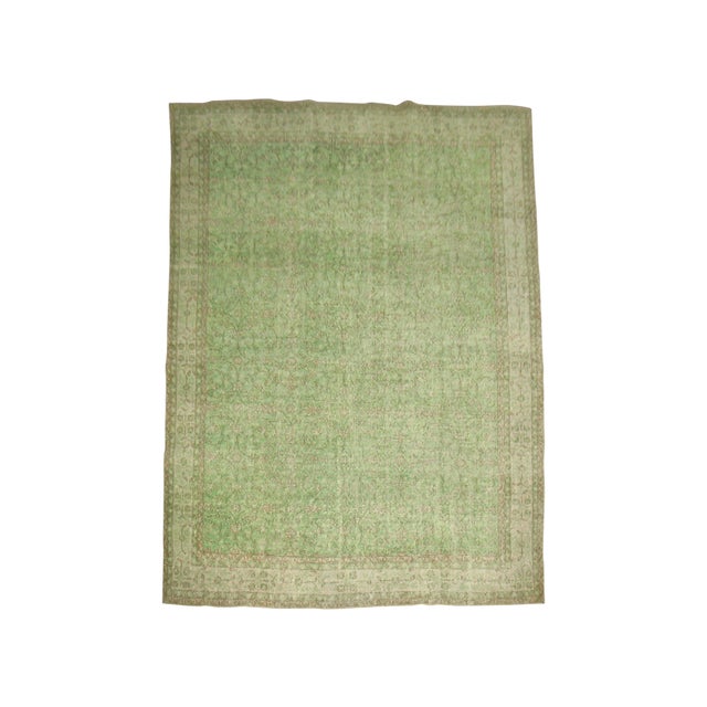 Mid 20th Century Turkish Green Over-Dyed Rug - 7'1'' X 10'5'' For Sale