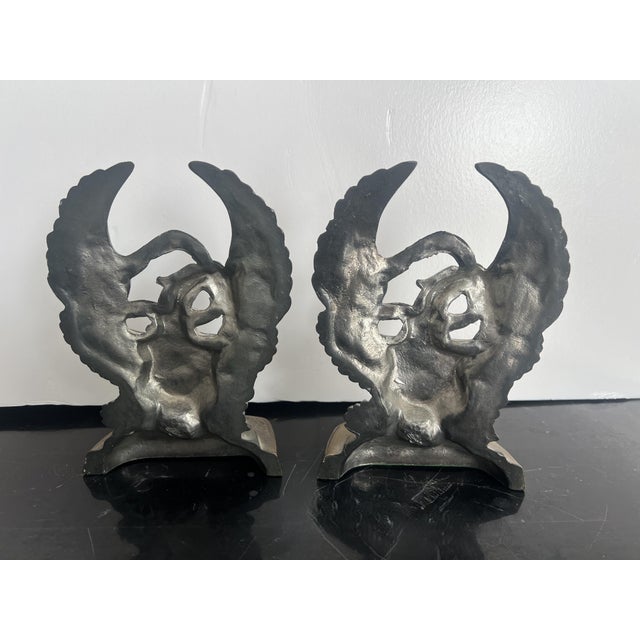 Early 20th Century Vintage American Eagle Caste Metal Book Ends (Set-2) For Sale - Image 5 of 5