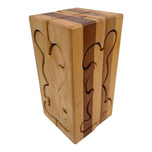 Vintage Scandinavian Wooden Puzzle Sculpture Rabbit Cube Attributed to Gunnar Kanevad, 1970s