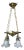 Antique Victorian Brass Ruffled Glass 4 Light Parlor Pendant Light Chandelier For Sale