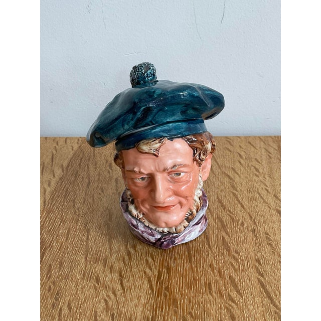 Antique European figural humidor modeled as a classic Scottish "Scotchman" or "Tam o' Shanter" character. An excellent...