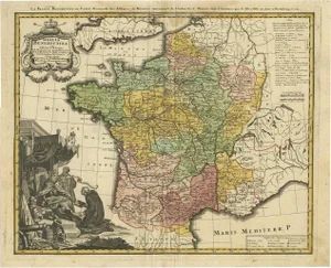 Antique Map of France by Homann, 1738