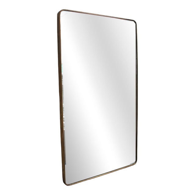 Vintage Italian Wall Mirror with Brass Frame in the style of Gio Ponti, 1960s For Sale