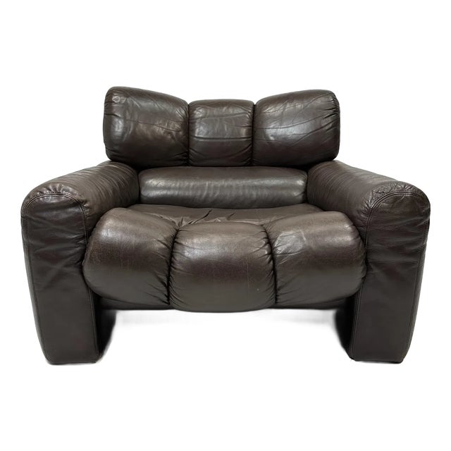 1970s Leather Lounge Chair by Tongiana Stefano For Sale