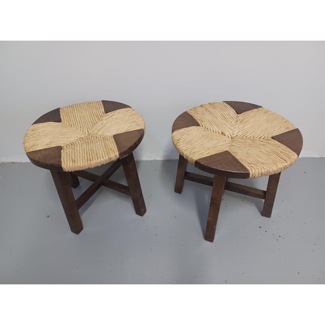 1960s Set of Straw Stools, 1960s For Sale - Image 5 of 12