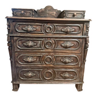 Authentic 19th-Century Renaissance Revival "Glove Box" Chest – Hand-Carved Details For Sale