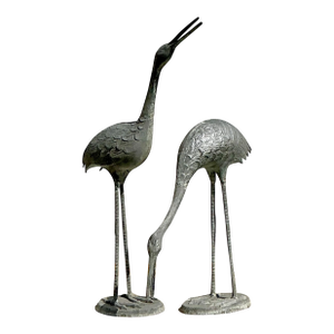 Vintage Coastal Cast Metal Cranes - Set of 2