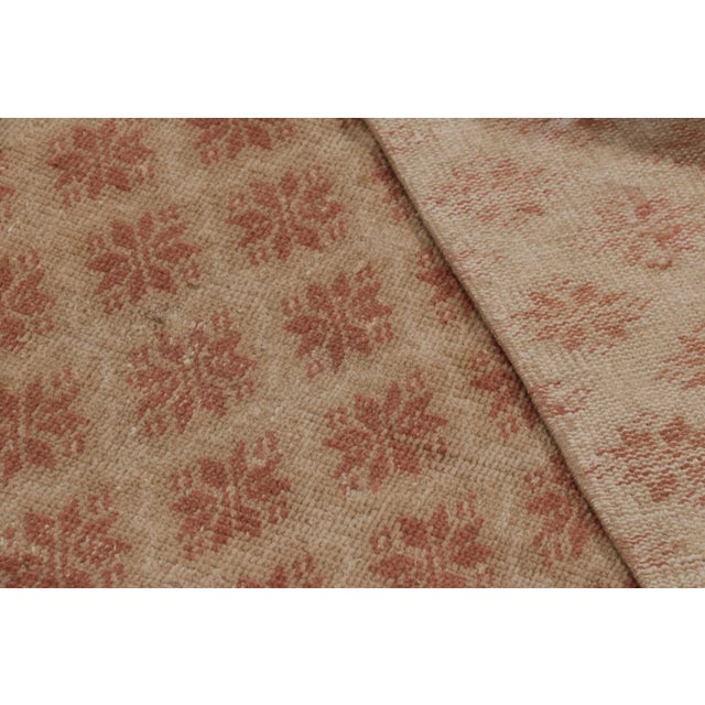 Beige Vintage Distressed Runner Rug, Rustic Beige With Rust Florals - Rug & Kilim For Sale - Image 8 of 8