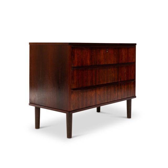 Mid-Century Modern Vintage Danish Mid-Century Rosewood Three-Drawer Lowboy Dresser For Sale - Image 3 of 7