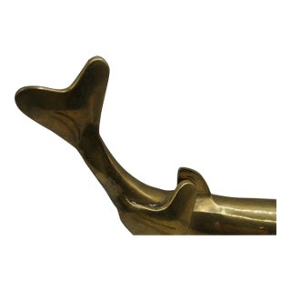 Solid Brass Dolphin Sculpture Mid Century Modern Coastal Decor 12” For Sale