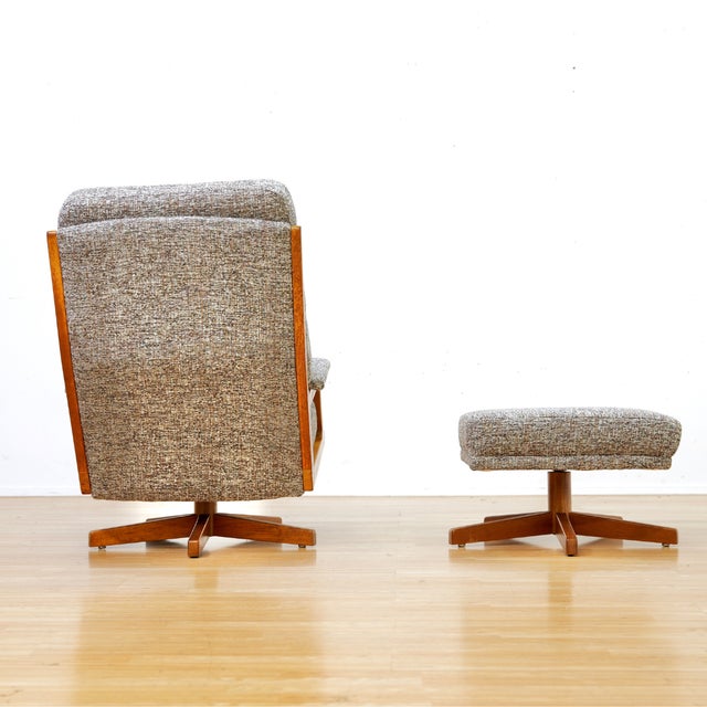 Wood Vintage 1960s Danish Swivel Lounge Chair & Ottoman For Sale - Image 7 of 11