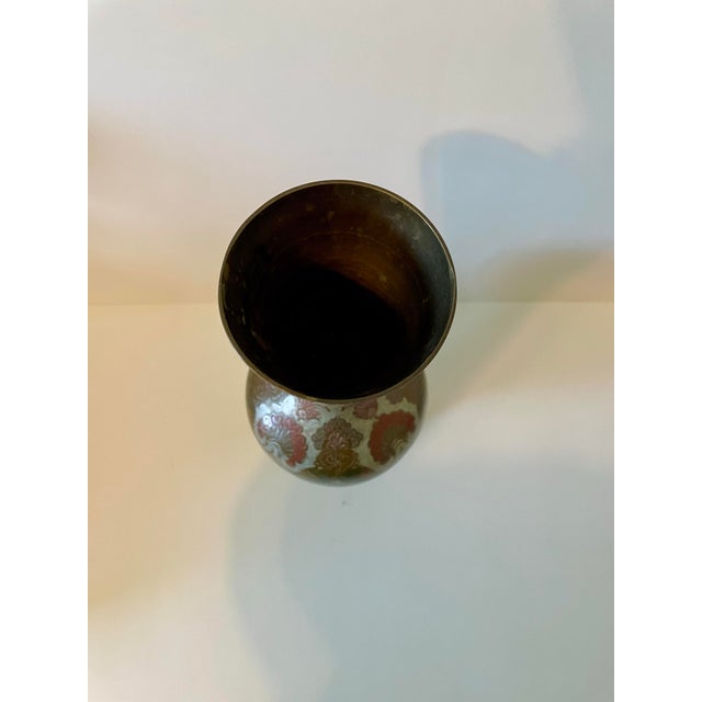 Mid-Century Modern Mid-Century Penco Industries Etched & Enameled Brass Baluster Vase For Sale - Image 3 of 8