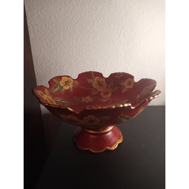 1970s 1970s Raymond Waites Toyo Ceramic Hand Painted Pedestal Decorative Bowl For Sale - Image 5 of 6