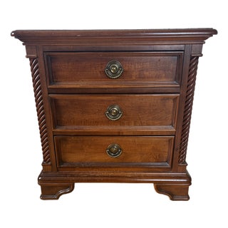 Stanley Furniture British Imperial Traditional Style Cherry Three-Drawer Nightstand For Sale