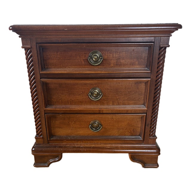Stanley Furniture British Imperial Traditional Style Cherry Three-Drawer Nightstand For Sale