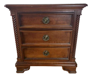Stanley Furniture British Imperial Traditional Style Cherry Three-Drawer Nightstand