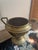 Vintage Neoclassical Solid Brass Pedestal Urn Planter With Geometric Handles For Sale - Image 4 of 9