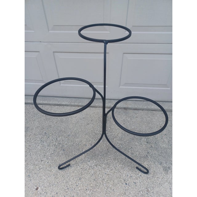 Mid-Century Modern Mid Century Modern 3 Tier Wrought Iron Plant Stand For Sale - Image 3 of 9
