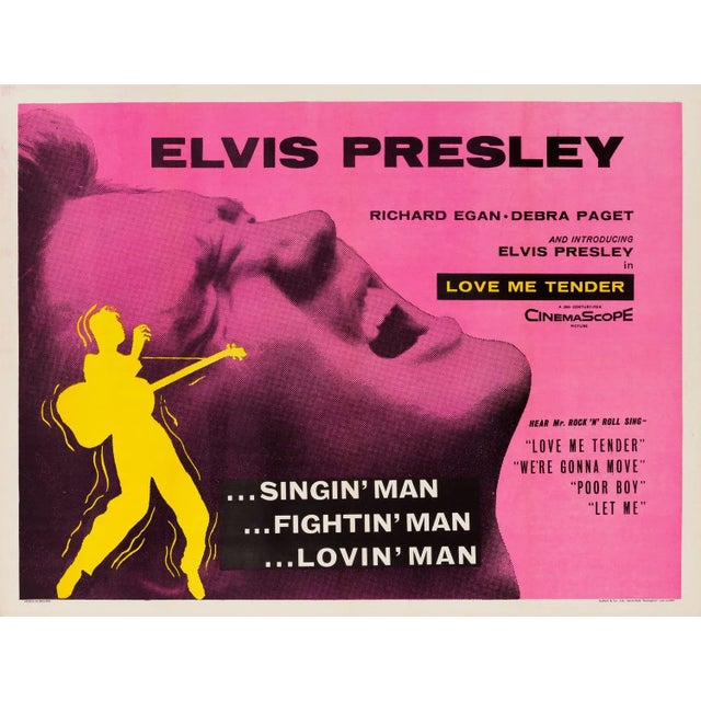 Elvis Presley "Love Me Tender" Original Vintage British Quad Movie Poster, 1956 For Sale - Image 4 of 4