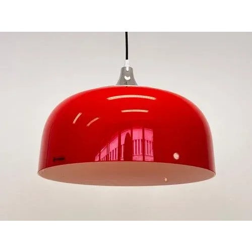 Red Mid-Century Plastic Pendant by Guzzini for Meblo, Italy, 1970s For Sale - Image 8 of 9