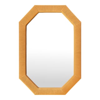 Vintage Octagonal Wrapped Rattan Frame Mirror For Sale
