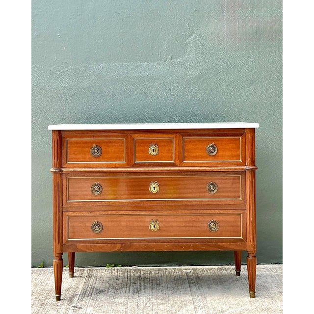 Late 19th Century Vintage Louis XVI Neoclassical Style Wood and Marble Dresser For Sale - Image 5 of 18