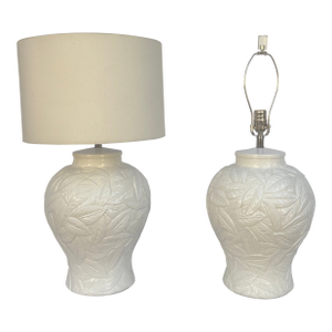 Mid 20th Century Hollywood Palm Regency Italian Ceramic Ginger Jar Lamps-a Pair