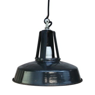 French Black Enamel Factory Pendant For Sale