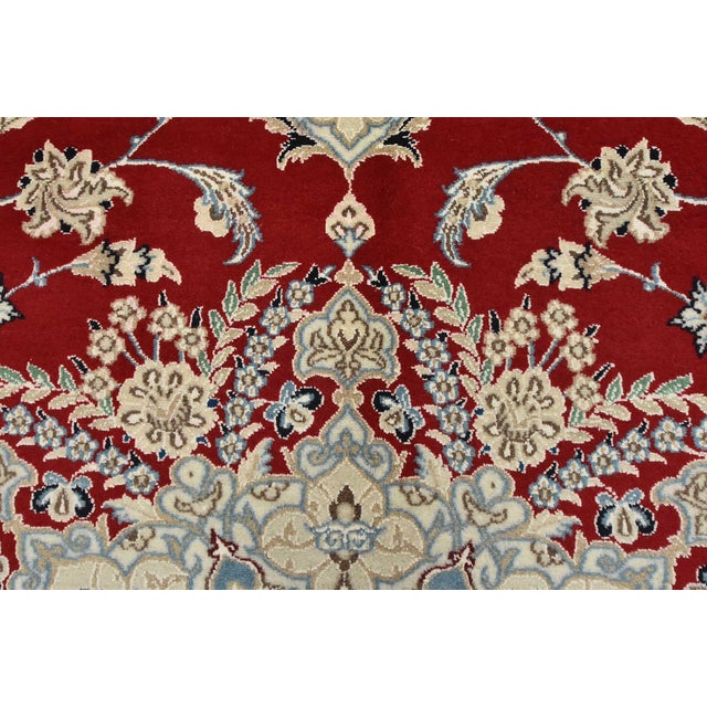 Fine Nain Rug 8′ X 11’3” Red Wool Traditional Hand-Knotted Oriental Carpet For Sale - Image 11 of 15
