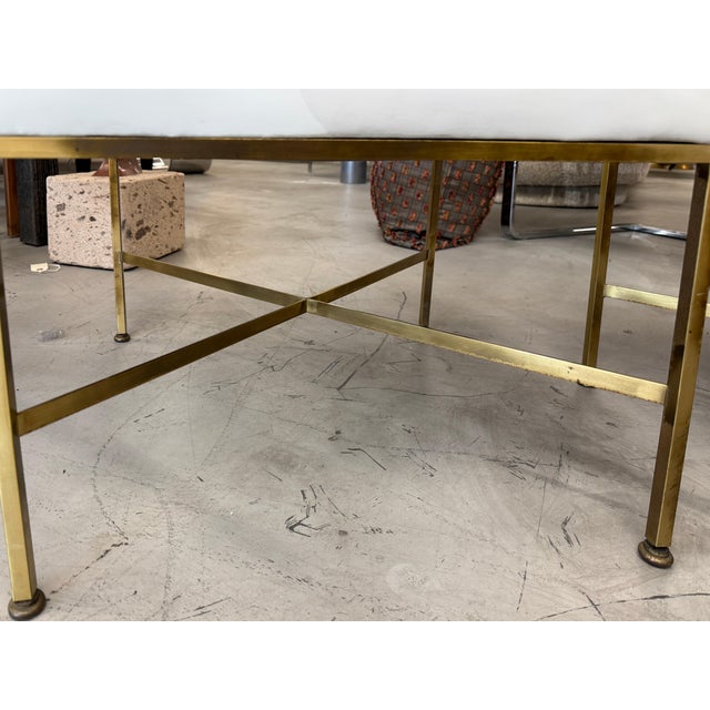 1950s Paul McCobb for Calvin X Base Brass Stools w/ Original Upholstery For Sale - Image 11 of 16