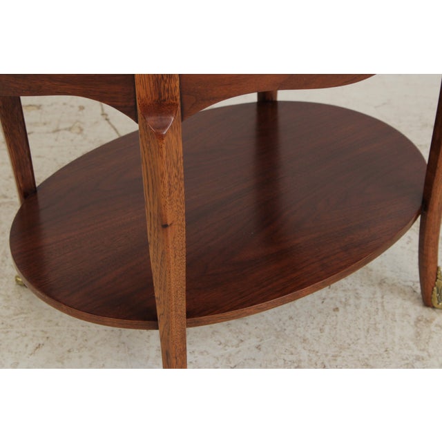 1980s Baker Oval Mahogany 2 Tier Occasional Table For Sale - Image 5 of 14