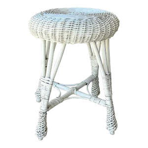 Circa 1970 Cottage Chic Albini-Inspired Rattan & Bamboo Stool / Plant Stand