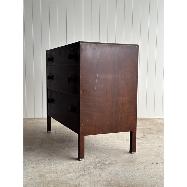 Vintage Norman Bel Geddes Steel Chest of Drawers With Brass Pulls, C. 1930s For Sale - Image 13 of 17