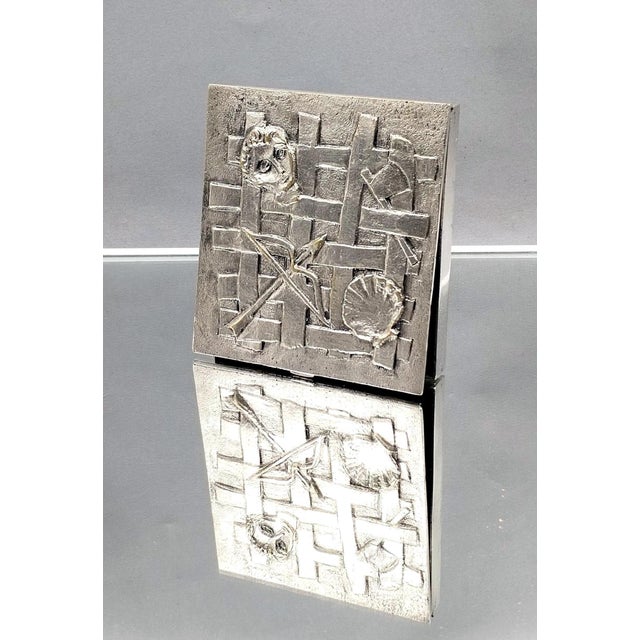 Rare French Line Vautrin Silvered Bronze Holopherne Box For Sale - Image 12 of 15