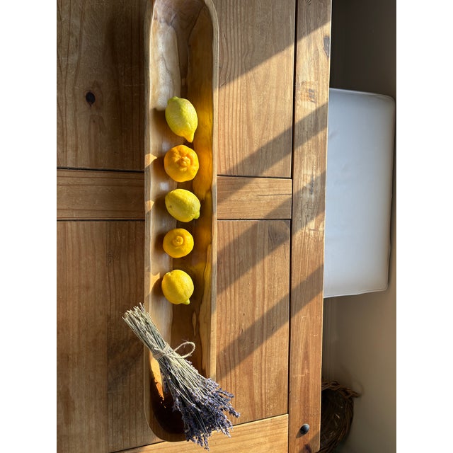 Wood Late 20th Century Hand-Carved Extra Long Wooden Dough Bowl For Sale - Image 7 of 8